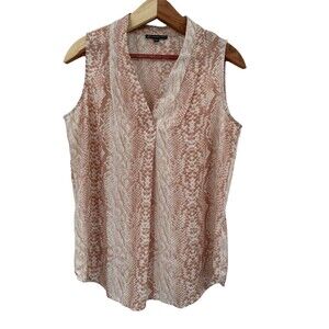Adrianna Papell Career Top Medium Women's Sleeveless Pin Snake Print Drape